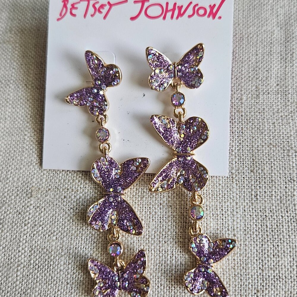 Betsey Johnson Rhinestone Butterfly Earrings